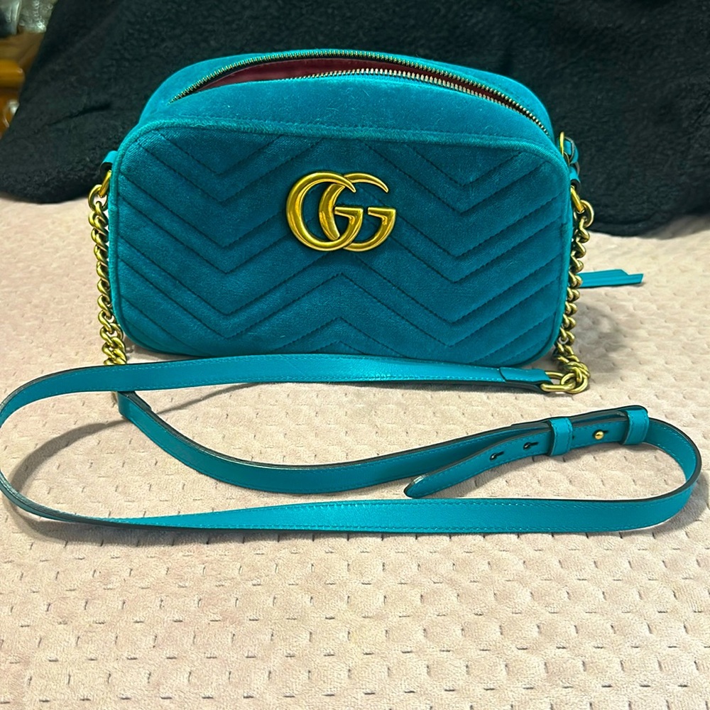Gucci velvet handbag.